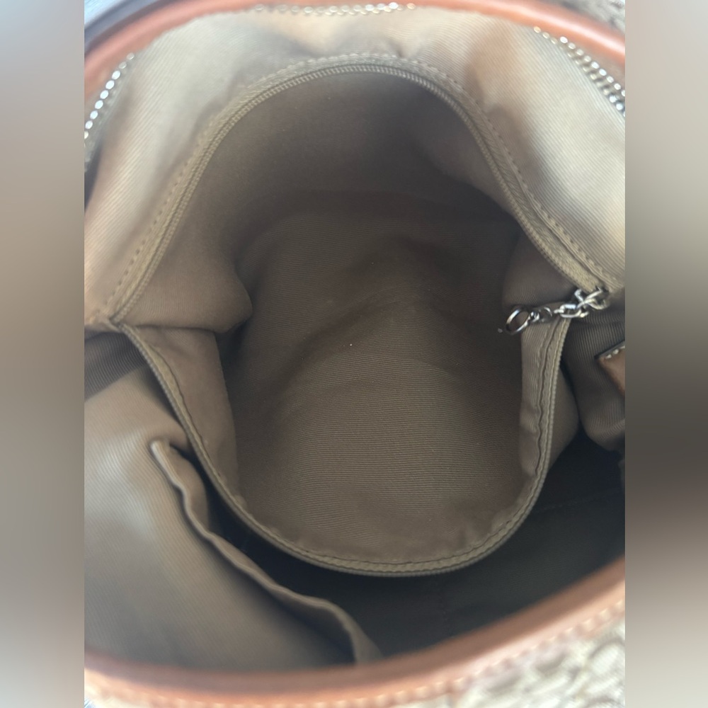 🍃🦋 Vintage Coach Signature Canvas Leather Shoulder Hobo Mini Duffle Bag - Picture 13 of 15